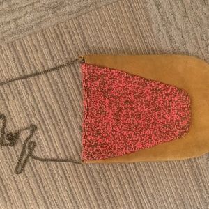 Crossbody beaded suede bag